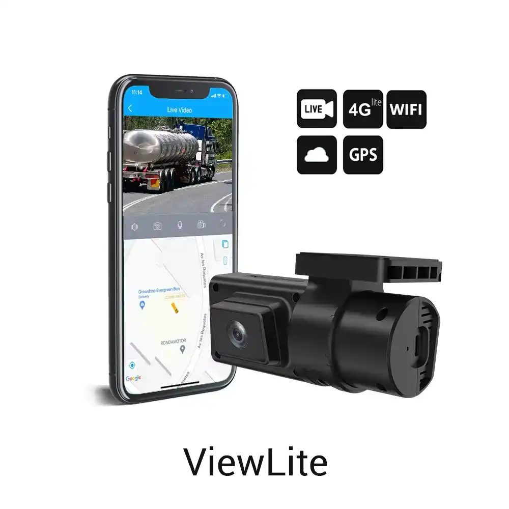 Dashcam GPS ViewLite dengan kamera depan dan kabin untuk cakupan penuh