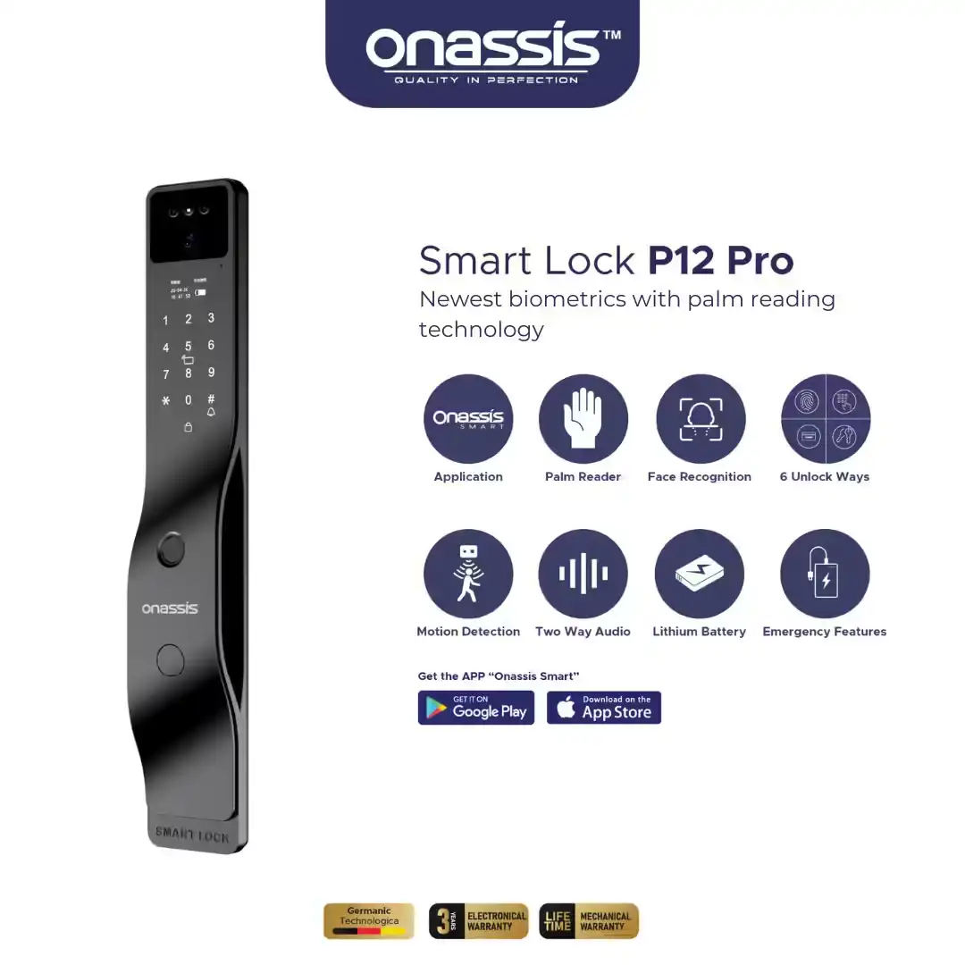 Smart Lock Onassis P12 Pro dengan gagang pintu