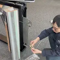 Teknisi melakukan wiring sistem turnstile di Medan