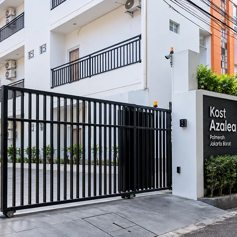 Mesin Pagar Geser Otomatis dengan Akses Kartu di Kost Azalea, Palmerah, Jakarta Barat